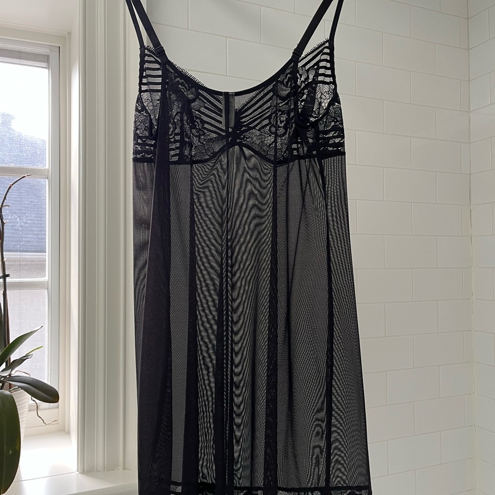 La Perla Sheer Black Lace Babydoll Nightdress